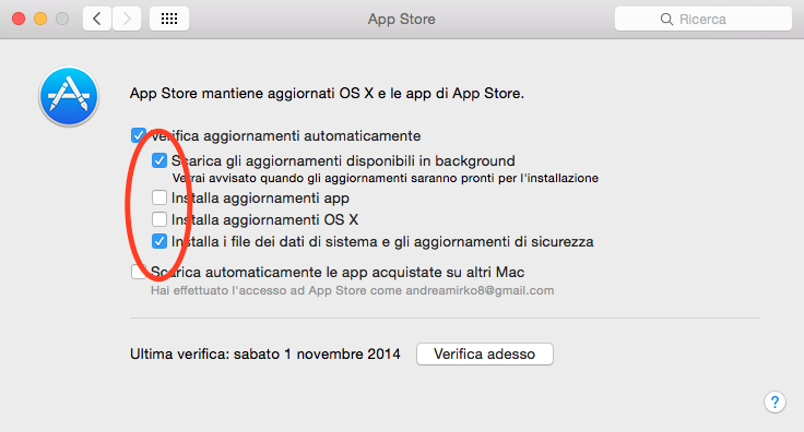 guida Aggiornamenti automatici Yosemite