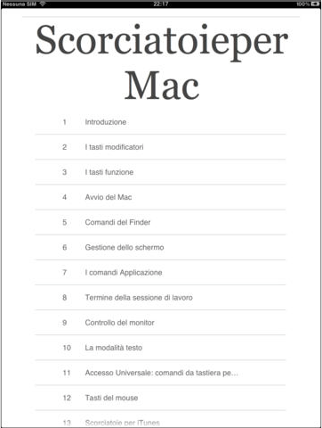 scorciatoie tastiera Mac