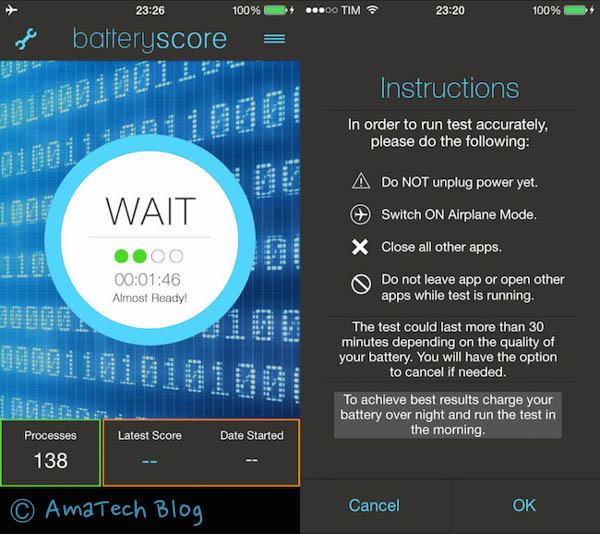 app test batteria iPhone