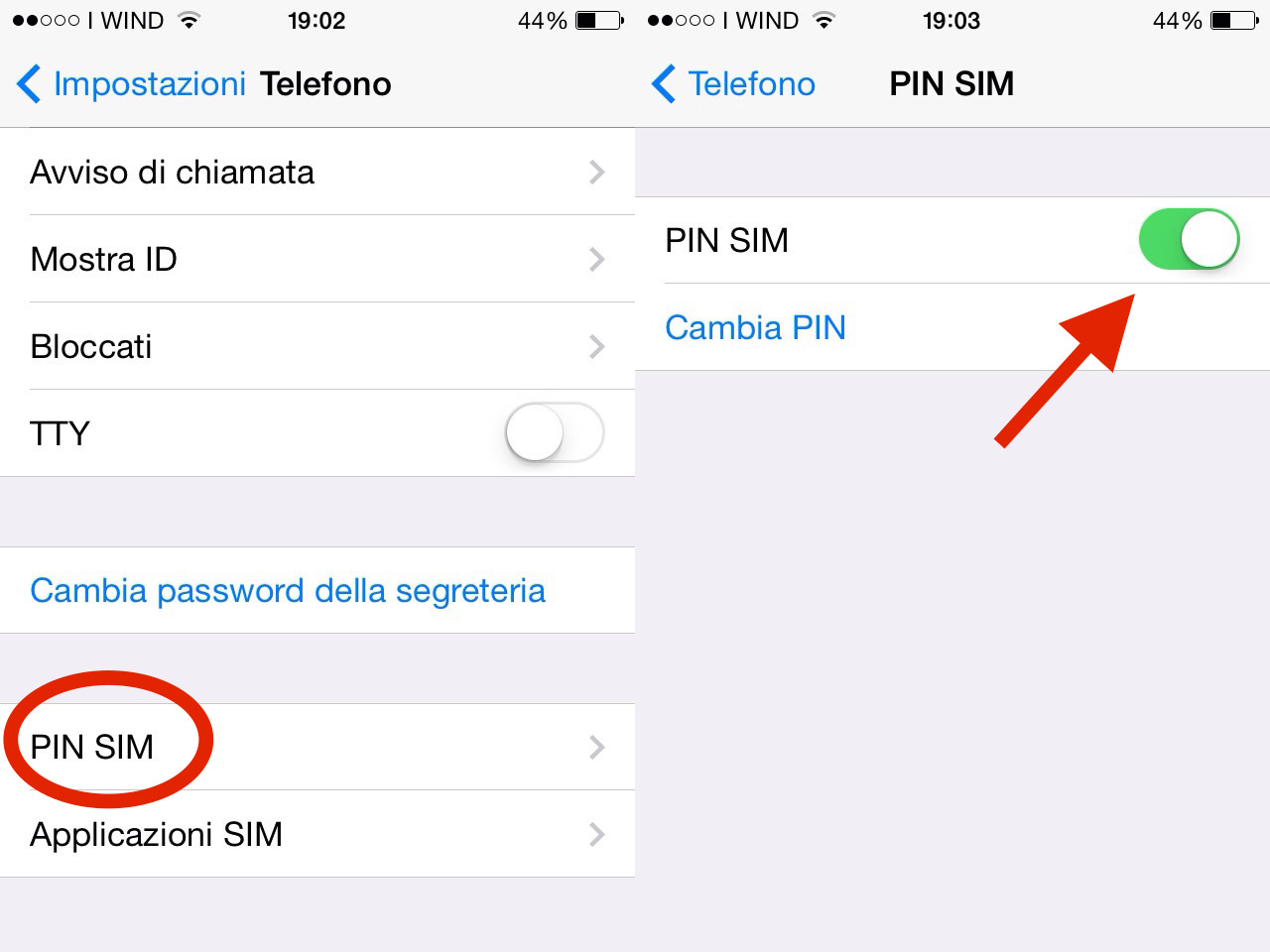disattivare PIN sim iPhone