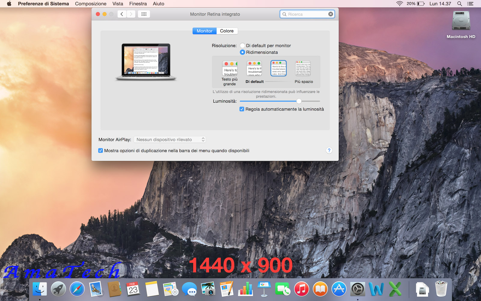 Disattivare Attivare Modalità retina Mac