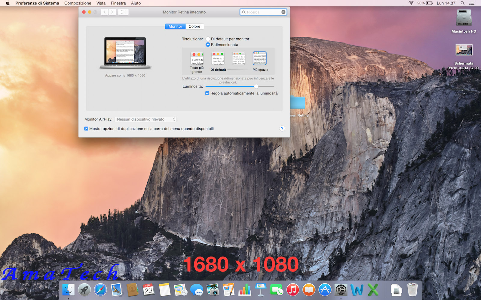 Disattivare Attivare Modalità retina Mac
