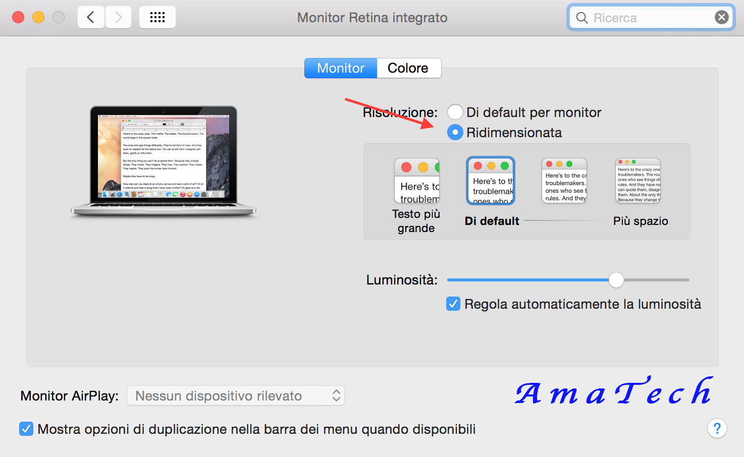 Disattivare-Attivare modalità Retina Mac