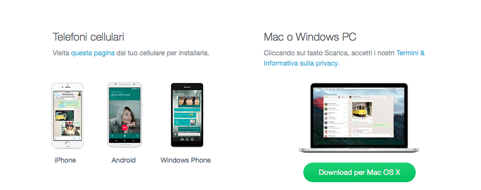 Whatsapp Web ufficiale per Mac o Windows