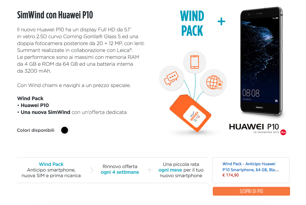 comprare smartphone a rate su amazon con wind easy shop