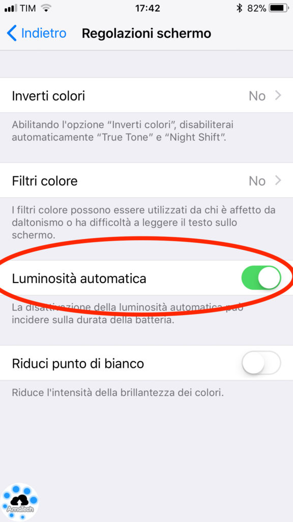 luminosità automatica iphone ios 11