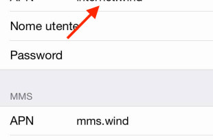 configurare parametri internet wind iPhone
